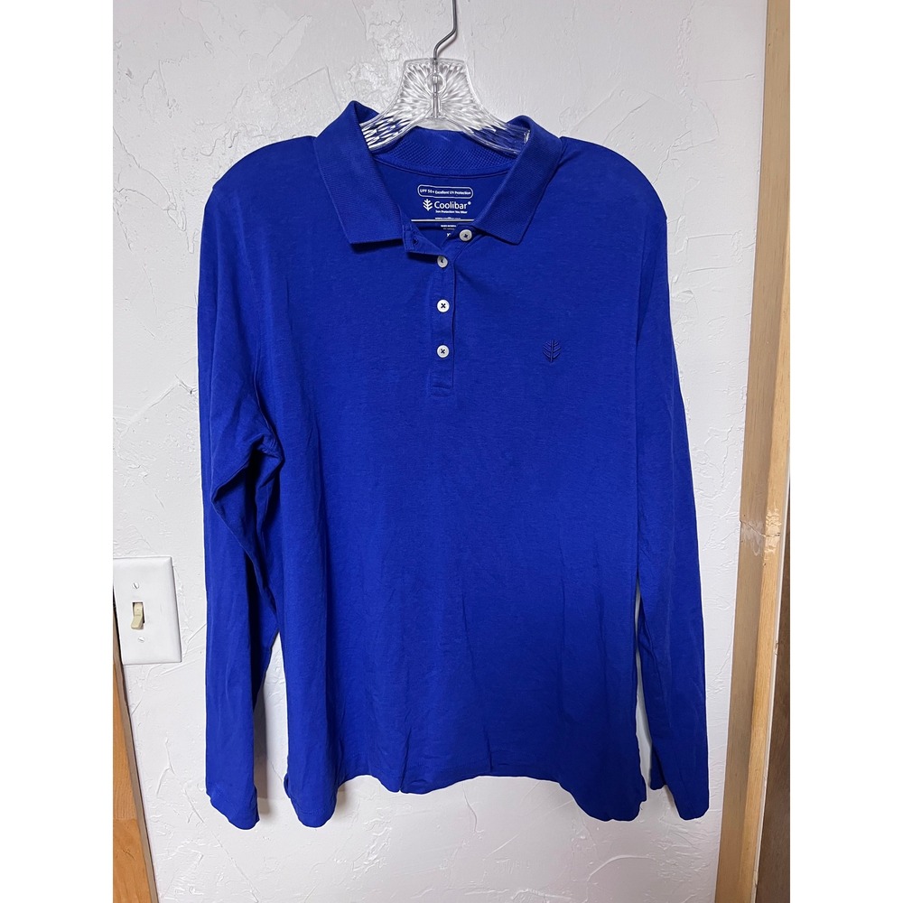 Coolibar Mens Long Sleeve‎ Polo Shirt UV Protection Royal Blue XL